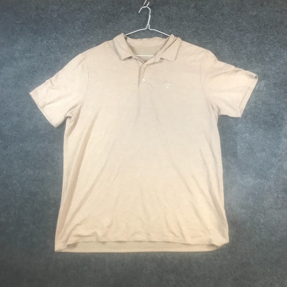 Vuori Performance Polo Shirt Mens Medium Tan Stretch Golf Athletic Tennis